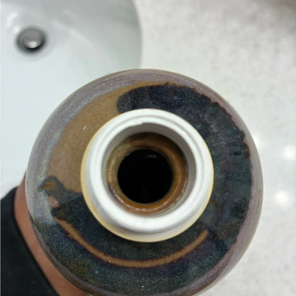 Vintage Handmade in USA Ceramic Soap Dispenser with Earthy Tones